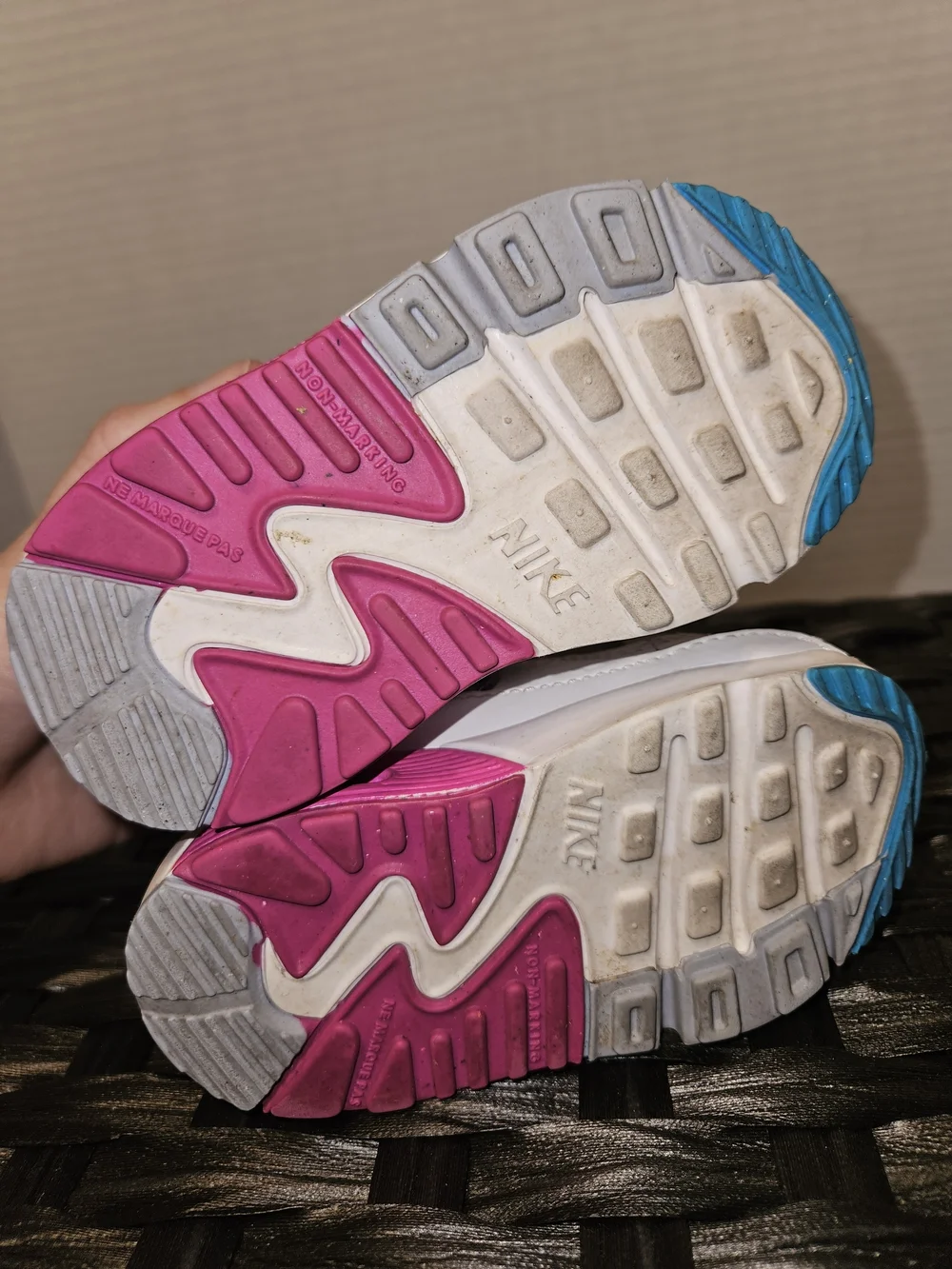 Nike White Toddler Sneakers with Pink, Blue & Purple Accents